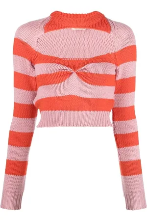 Marni Truien, Dames, Roze, S, Gestreept trui met ronde hals