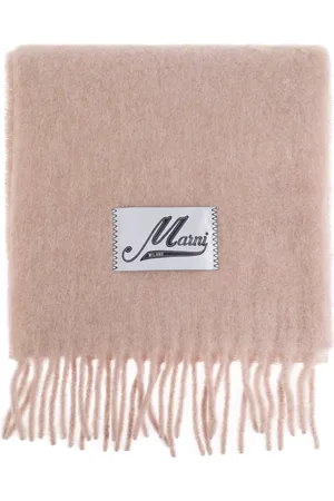 Marni Accessoires, Dames, Roze, ONE Size, Wol, Wollen sjaal met logo