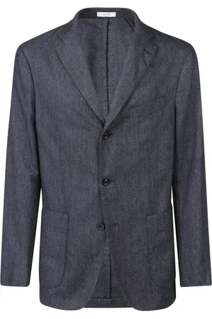 Boglioli Jassen, Heren, Grijs, XL, Wol, Elegante Jas met Drie Knopen