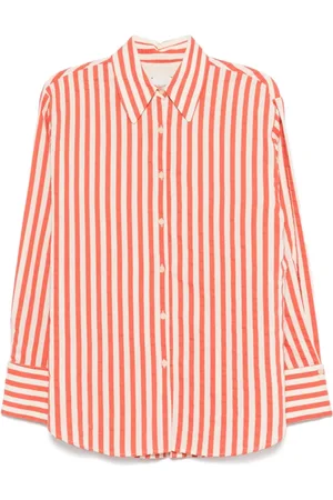 ALYSI Blouses & Shirts, Dames, Oranje, M, Oranje Overhemd met Franse Manchetten