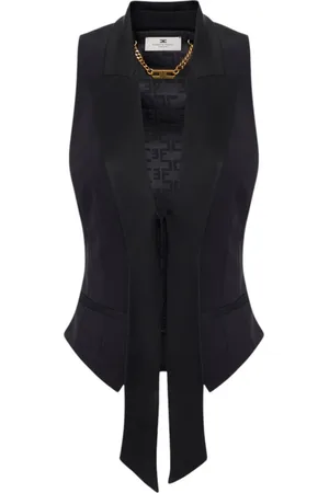 Elisabetta Franchi Jassen, Dames, Zwart, M, Polyester, Stijlvolle Gilet