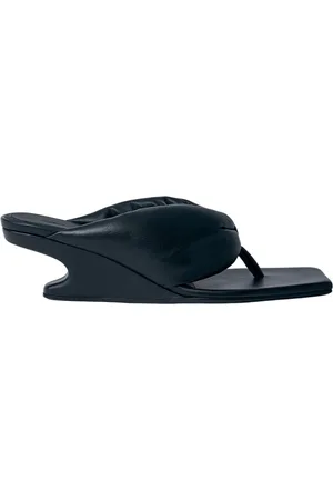 Rick Owens Schoenen, Dames, Zwart, 40 EU, Leer, Stijlvolle Sleehak Sandalen