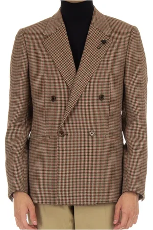 LARDINI Jassen, Heren, Veelkleurig, M, Wol, Double-Breasted Patch Pocket Jacket