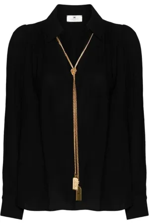 Elisabetta Franchi Blouses & Shirts, Dames, Zwart, XS, Stijlvol Shirt