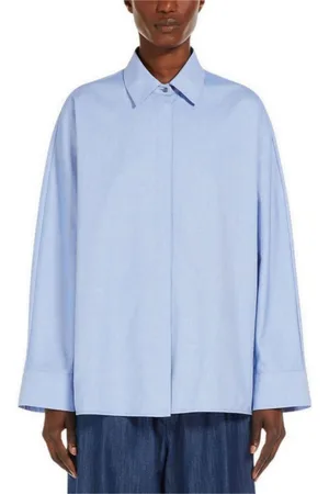 Max Mara Blouses & Shirts, Dames, Blauw, XS, Katoen, Blauwe Oxford Katoenen Uitlopende Blouse