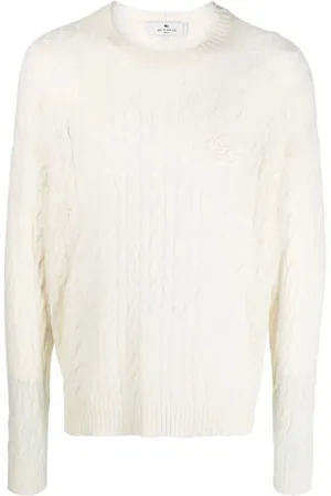 Etro Truien, Heren, Wit, M, Wol, Rondgebreide trui