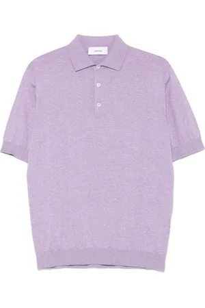 LARDINI Tops, Heren, Paars, XL, Katoen, Lila Katoenen Polo Shirt