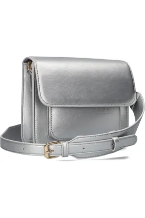 Hvisk Tassen, Dames, Grijs, ONE Size, Katoen, Mat Zilver Crossbodytas Statement