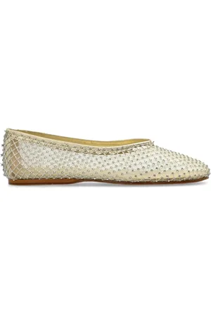 FORTE FORTE Schoenen, Dames, Geel, 41 EU, Leer, Ballerina`s met glinsterende kristallen