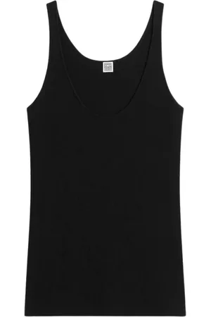 Totême Tops, Dames, Zwart, S, Minimalistische Gebreide Tanktop