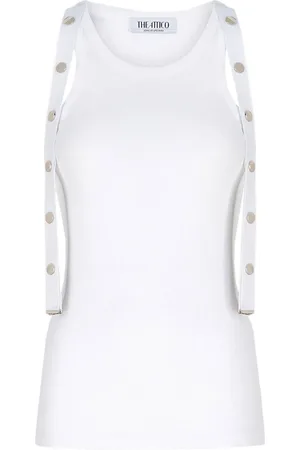 The Attico Tops, Dames, Wit, S, Metal Logo Jersey Top