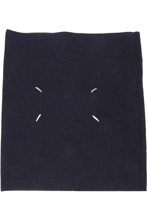 Maison Margiela Accessoires, Dames, Blauw, S, Wol, Wollen Nekwarmer met Gestikt Logo