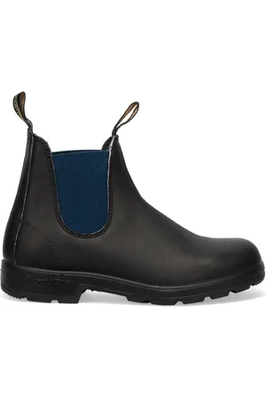 Blundstone Schoenen, Dames, Zwart, 36 1/2 EU, Leer, Zwarte leren enkellaarsjes met marineblauwe elastieken aan de zijkant