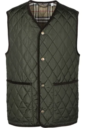 Burberry Jassen, Heren, Groen, L, Militair Groene Mouwloze Vest met Knopen