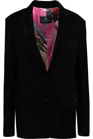 Etro Jassen, Dames, Zwart, L, Polyester, Velvet Blazer
