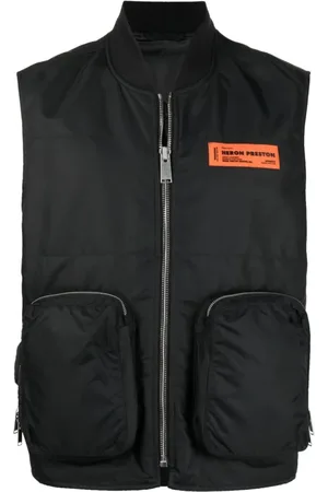 Heron Preston Jassen, Heren, Zwart, M, Polyester, Zip Pocket Vest Jacket