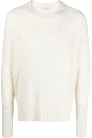 Etro Truien, Heren, Wit, L, Kasjmier, Rondgebreide trui