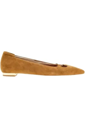 Carolina Herrera Schoenen, Dames, Bruin, 37 EU, Suède, Flat Schoenen Insignia Grid