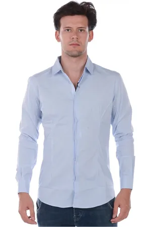 D.A. Daniele Alessandrini Overhemden, Heren, Blauw, M, Katoen, Blouses Shirts