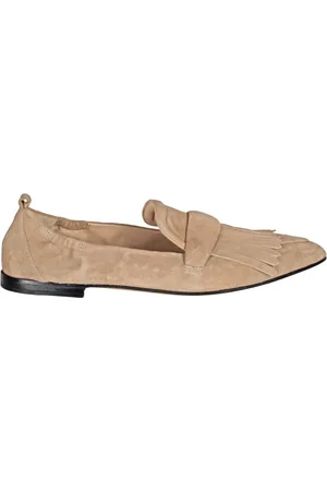Pomme D´Or Schoenen, Dames, Bruin, 36 1/2 EU, Suède, Suède Franje Loafers Puntige Neus