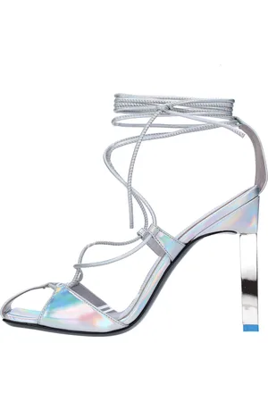 The Attico Schoenen, Dames, Grijs, 36 1/2 EU, Leer, Sandalen met hoge hak en veters