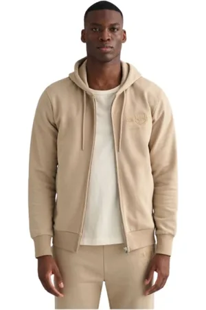GANT Sweatshirts & Hoodies, Heren, Bruin, L, Katoen, Zip Hoodie Tonal Archive Shield