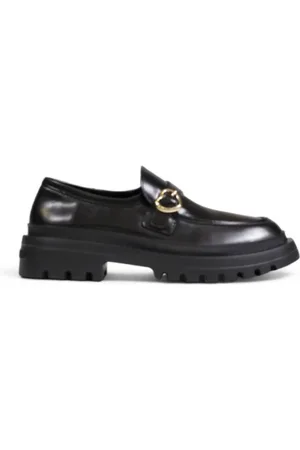 Moschino Schoenen, Dames, Zwart, 40 EU, Eenvoudige Mocassins met Rubberen Zool