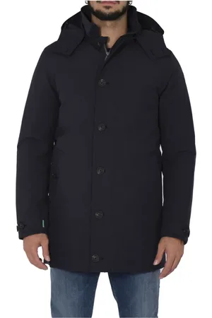 save the duck Jassen, Heren, Blauw, 3Xl, Blauwe herenjas met afneembare capuchon