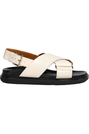 Marni Schoenen, Dames, Wit, 38 EU, Leer, Iconische leren sandalen met gekruiste bandjes