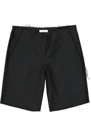 Dondup Korte broeken, Heren, Zwart, S, Virgin Wool Shorts met Zakken en Riem