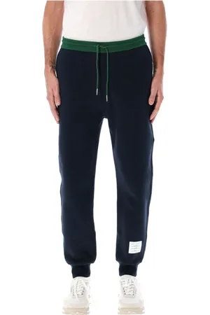 Thom Browne Broeken, Heren, Blauw, L, Katoen, Color Blocked Trainingsbroeken