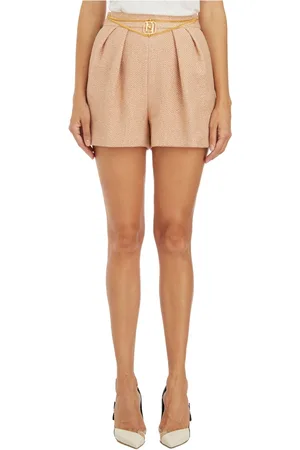 Elisabetta Franchi Korte broeken, Dames, Oranje, S, Tweed, Tweed Laminato Short Shorts