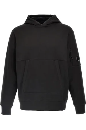 C.P. Company Sweatshirts & Hoodies, Heren, Zwart, S, Katoen, Diagonal Raised Fleece Hooded Sweatshirt