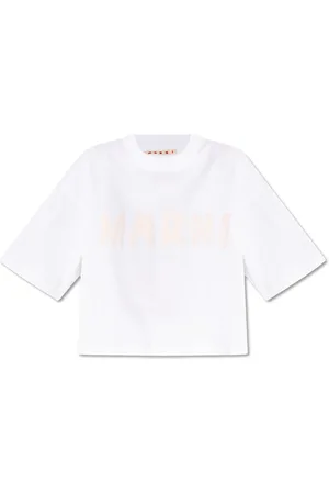 Marni Tops, Dames, Wit, 2Xs, Katoen, T-shirt met geprint logo