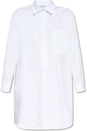 Max Mara Kleedjes, Dames, Wit, L, Katoen, Overhemd met Zak