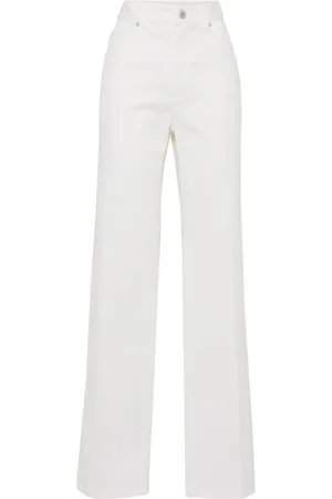 Brunello Cucinelli Broeken, Dames, Wit, S, Katoen, Contemporary broek voor een moderne stijl