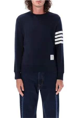Thom Browne Sweatshirts & Hoodies, Heren, Blauw, XL, Katoen, Klassieke Crewneck Truien