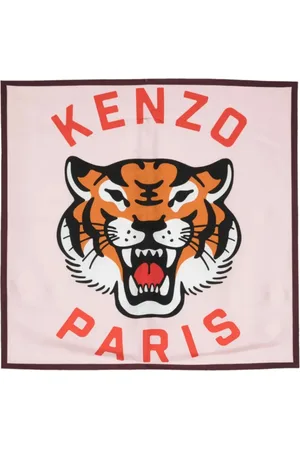 Kenzo Accessoires, Dames, Roze, ONE Size, Lucky Tiger Zijden Sjaal