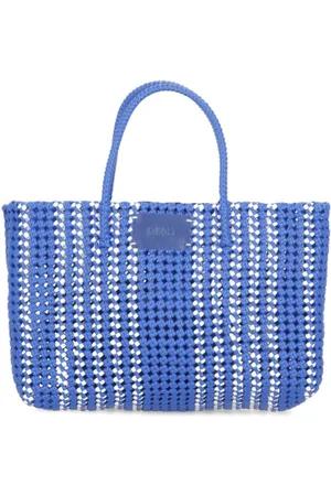 Msgm Tassen, Dames, Blauw, ONE Size, Blauwe Handtas met Voorlogo