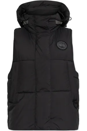 Canada Goose Jassen, Dames, Zwart, M, Polyester, Down Vest met Capuchon