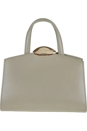 BENEDETTA BRUZZICHES Tassen, Dames, Grijs, ONE Size, Leer, Grijze Clutch Tas voor Vrouwen