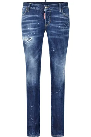 Dsquared2 Jeans, Dames, Blauw, M, Katoen, Slim Fit Used Look Jeans