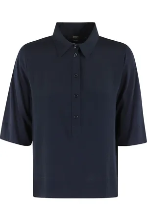 SEVENTY BY SERGIO TEGON Tops, Dames, Blauw, M, Katoen, Blauwe Polo Gebreide Kleding Knoopsluiting