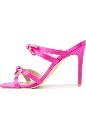 Stuart Weitzman Schoenen, Dames, Roze, 36 1/2 EU, Satijn, SW BOW 100 Slide High Heel Sandalen