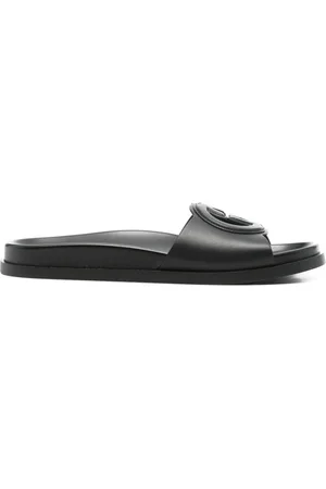 Gucci Schoenen, Dames, Zwart, 36 1/2 EU, Zwarte Leren Sandalen Uitgesneden Details