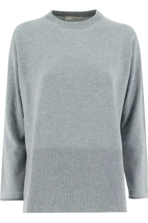 FEDELI Truien, Dames, Grijs, L, Cashmere trui met ronde hals