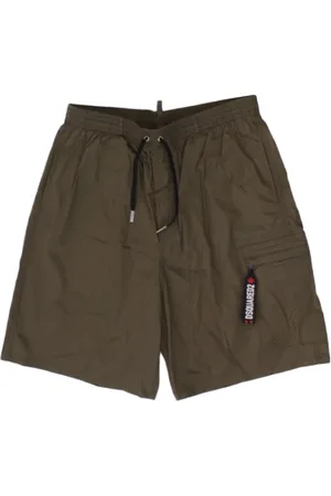 Dsquared2 Korte broeken, Heren, Groen, M, Military Sea Clothing Logo Zwemkleding