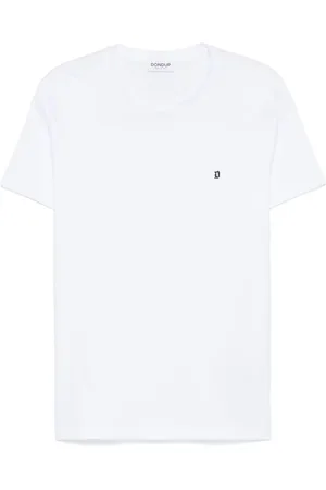 Dondup Tops, Heren, Wit, XL, Katoen, Lichtgewicht Jersey T-shirt met Ronde Hals