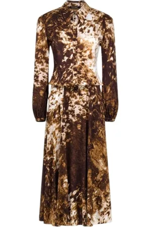 Roberto Cavalli Kleedjes, Dames, Bruin, S, Appaloosa Print Overhemdjurk Bruin