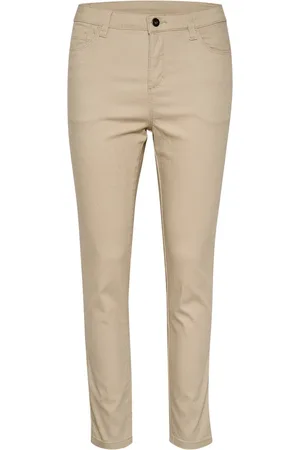Kaffe Broeken, Dames, Bruin, XS, Veergrijze Jeans 7/8 Broek